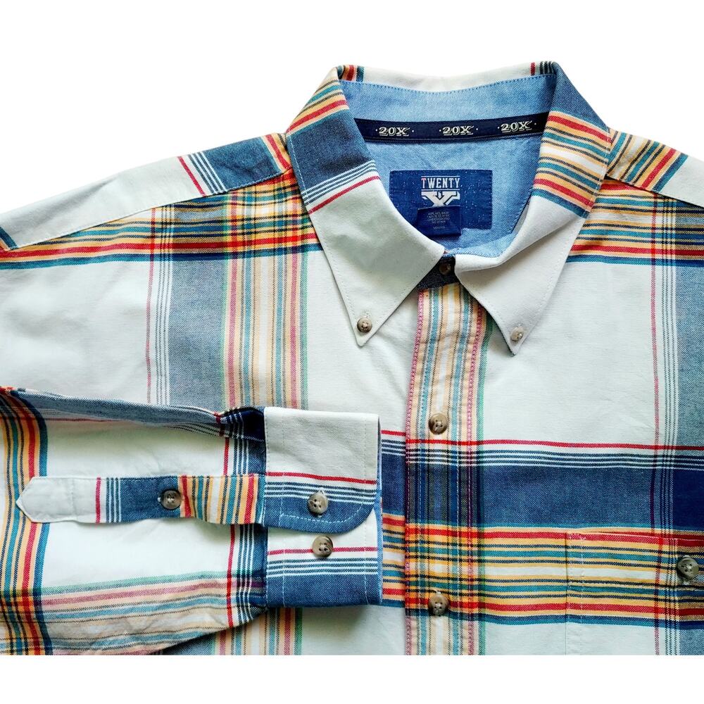 Wrangler Twenty X Men's Plaid L/S Button Shirt Western Cowboy Rodeo Size XL